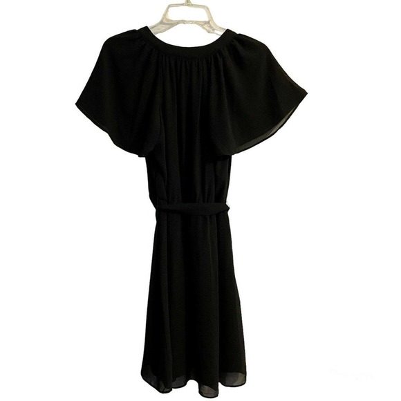 H&M Small Chiffon Dress Black Short Sleeve V-Neck Classic Party Going Ou… - Picture 3 of 9